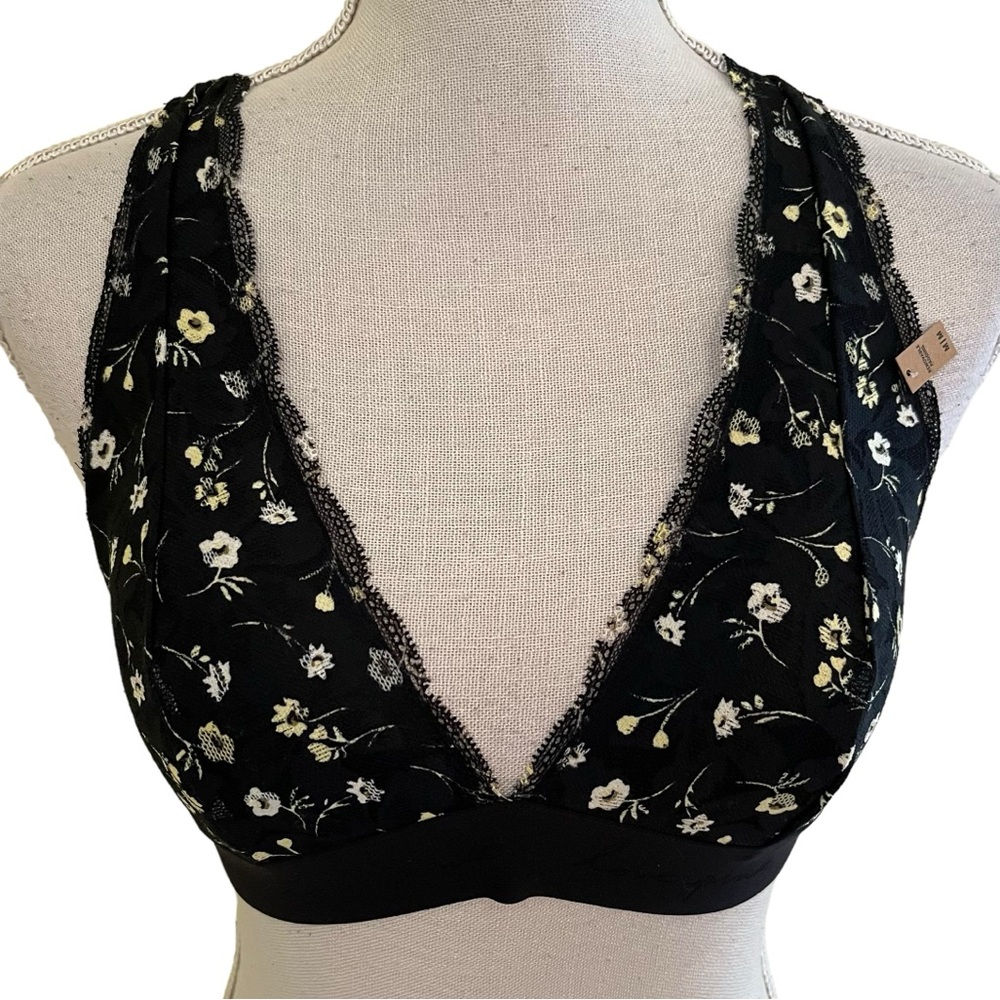 Victoria's Secret Black with Mini Floral Lace Bralette M